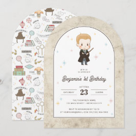 Invitación Harry Potter | Chibi Draco Malfoy Mago Cumpleaños
