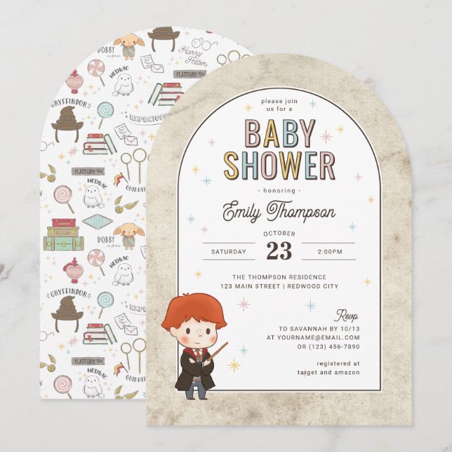 Invitación Harry Potter Chibi Ron Weasley Mago Baby Shower (Anverso / Reverso)