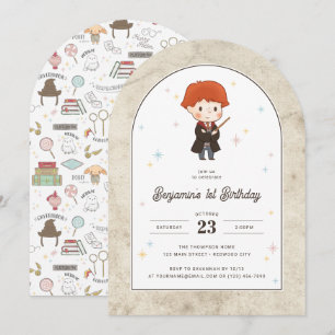 Invitación Harry Potter   Chibi Ron Weasley Mago Cumpleaños