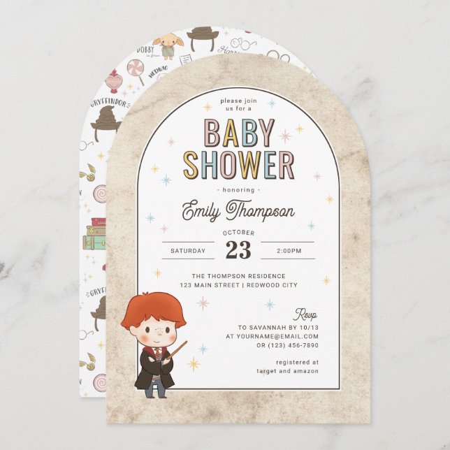 Invitación Harry Potter Chibi Ron Weasley Wizard Baby Shower (Anverso / Reverso)