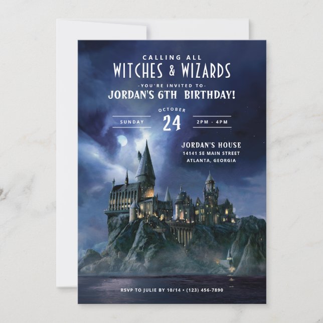 Invitación Harry Potter | Cumpleaños del Castillo de Hogwarts (Anverso)