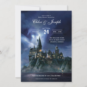 Invitación Harry Potter   Dark Hogwarts Castle baby Shower