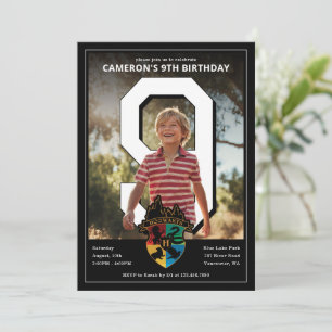 Invitación Harry Potter   Escudo de Hogwarts PhotoPop Cumplea