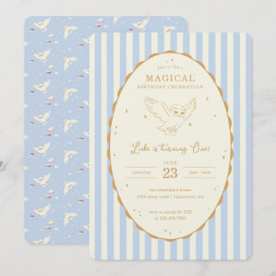 Invitación Harry Potter Hedwig Azul Cumpleaños Mágico