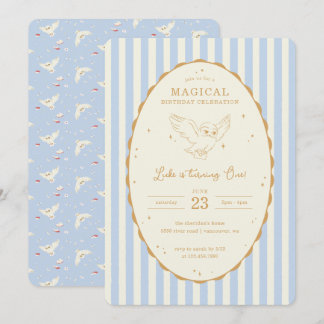 Invitación Harry Potter Hedwig Azul Cumpleaños Mágico