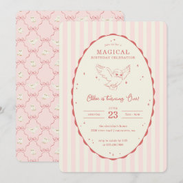 Invitación Harry Potter Hedwig Cumpleaños Mágico Rosa