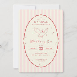 Invitación Harry Potter Hedwig Cumpleaños Mágico Rosa