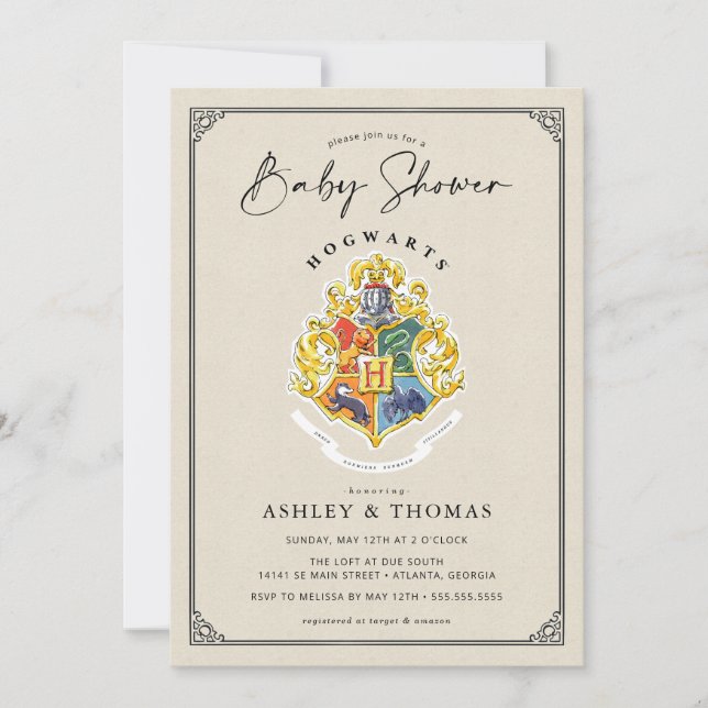 Invitación Harry Potter | Hogwarts Crest Baby Shower (Anverso)