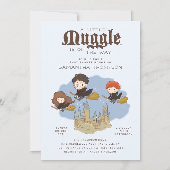 Invitación Harry Potter | Muggle Baby Shower (Anverso)