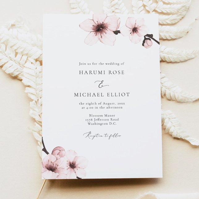 Invitación HARUMI Elegante Boda Sakura Cherry Blossom (Subido por el creador)
