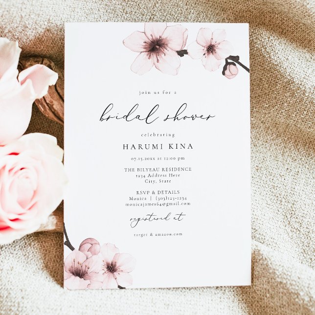 Invitación HARUMI Elegante Sakura Cherry Blossom Bridal Showe (Subido por el creador)