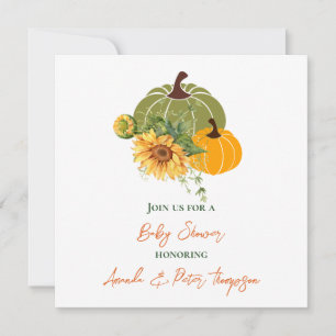 Invitación Harvest Cute Little Pumpkin Sunflowers Baby Shower
