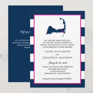 Invitación Harwich Cape Cod Map con corazón | BODA