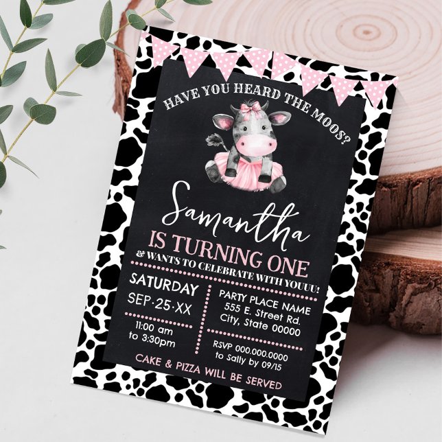 Invitación ¿Has Oído A Moos Pink Cow Ballerina Cumpleaños? (Subido por el creador)