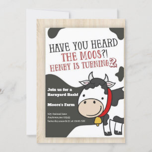 Invitación ¿Has Oído Al Moos Cow Boy? Segundo Cumpleaños Invi