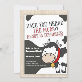 Invitación ¿Has Oído Al Moos Cow Boy? Segundo Cumpleaños Invi