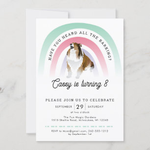 Invitación ¿Has oído, cumpleaños arcoiris y perro?