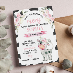 Invitación ¿Has Oído El Primer Cumpleaños De Moos Cow?