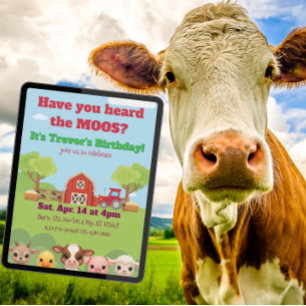 Invitación ¿Has oído los Muus, Cumpleaños de animal de corral