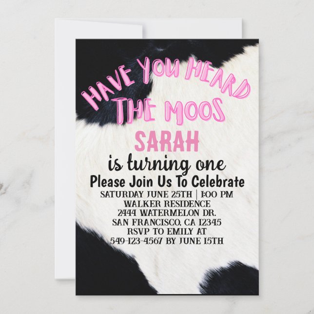 Invitación ¿Has Oído Que El Chica De Moos Cumple Un Cumpleaño (Anverso)