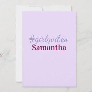 Invitación hashtag girlyvibes rosa lila claro vibraciones fem