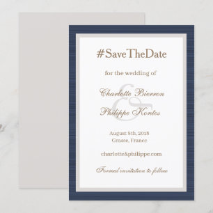 Invitación Hashtag Moderno Azul Blanco Ampersand Save The Dat