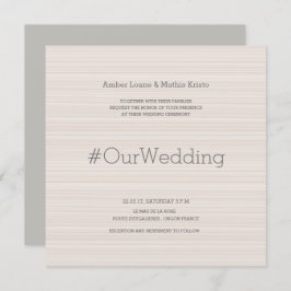 Invitación Hashtag moderno elegante franjas grises boda