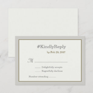Invitación Hashtag personalizado gris oro blanco boda rsvp