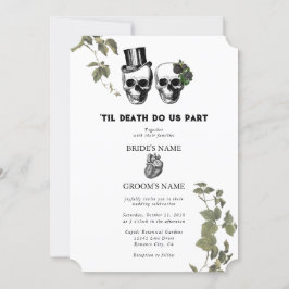Invitación Hasta la muerte Boda de cráneos florales góticos e