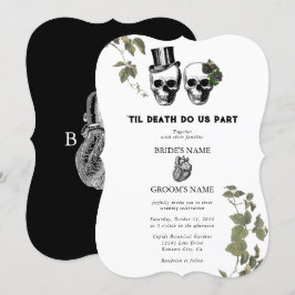 Invitación Hasta la muerte Boda de cráneos florales góticos e
