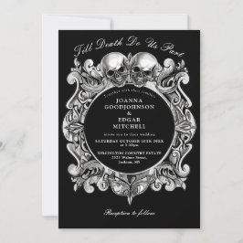 Invitación Hasta la muerte Boda de fotos de cráneos góticos