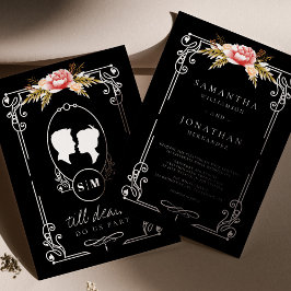 Invitación Hasta la muerte Boda gótico floral negro