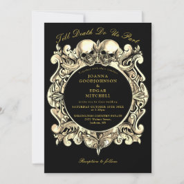 Invitación Hasta la muerte Boda Gótico Negro Y Oro