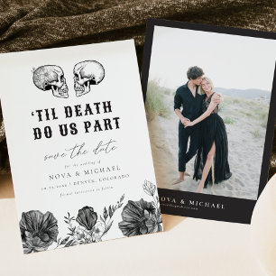 Invitación Hasta la Muerte Calavera Gótica Floral Salva la Fe