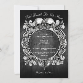 Invitación Hasta la muerte Calaveras góticas Boda de madera n
