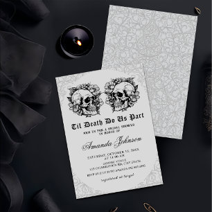 Invitación Hasta la muerte Ducha Gótica Floral Skull Bridal