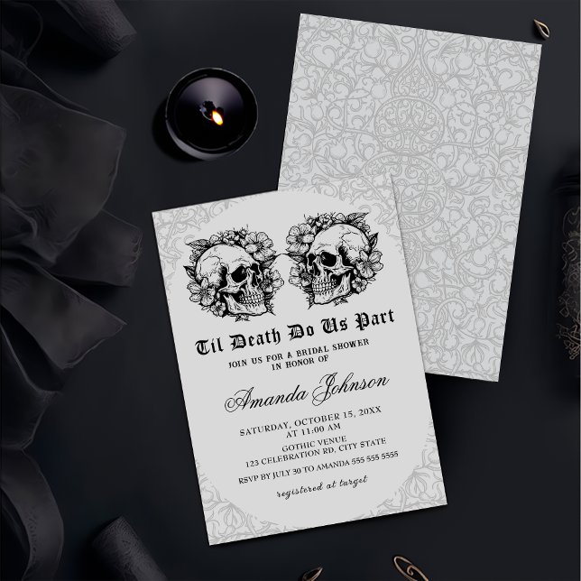 Invitación Hasta la muerte Ducha Gótica Floral Skull Bridal (Subido por el creador)