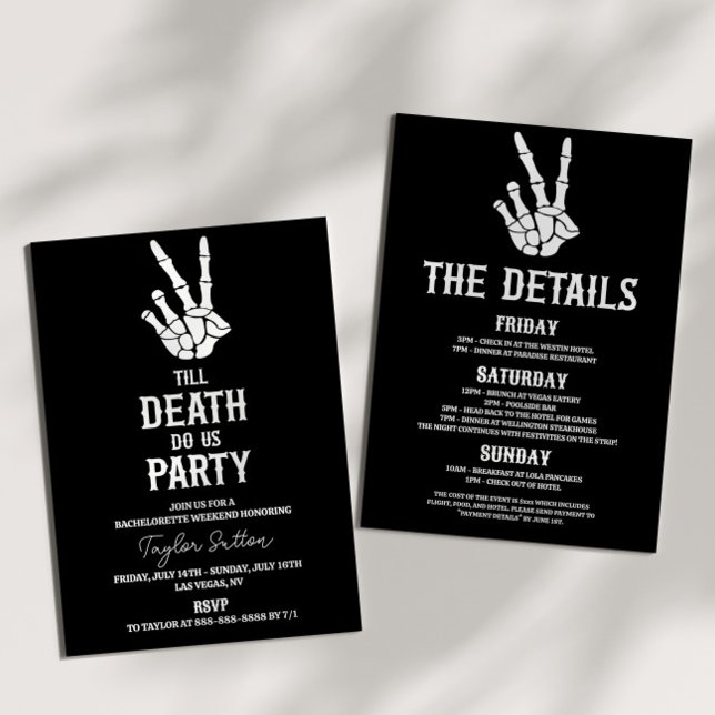 Invitación Hasta La Muerte, Fiesta, Bachelorette, Fiesta de f (Subido por el creador)