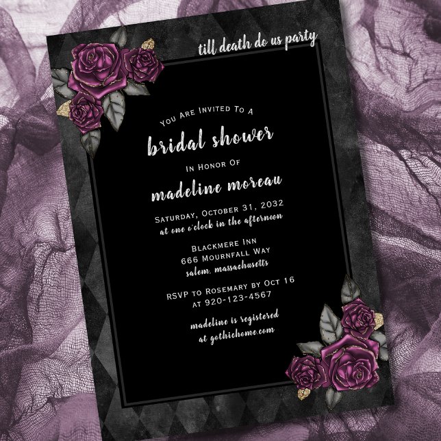 Invitación Hasta La Muerte, Fiesta Gothic Bridal Shower (Subido por el creador)