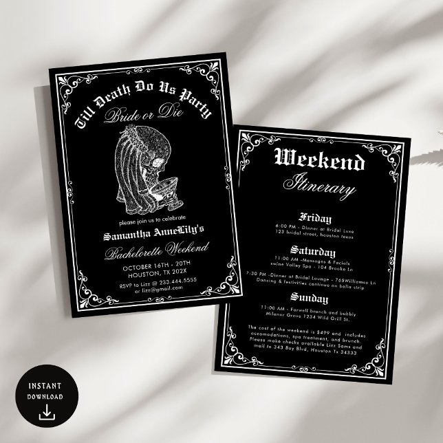 Invitación Hasta La Muerte, Fiesta Skeleton Skull Bachelorett (Subido por el creador)