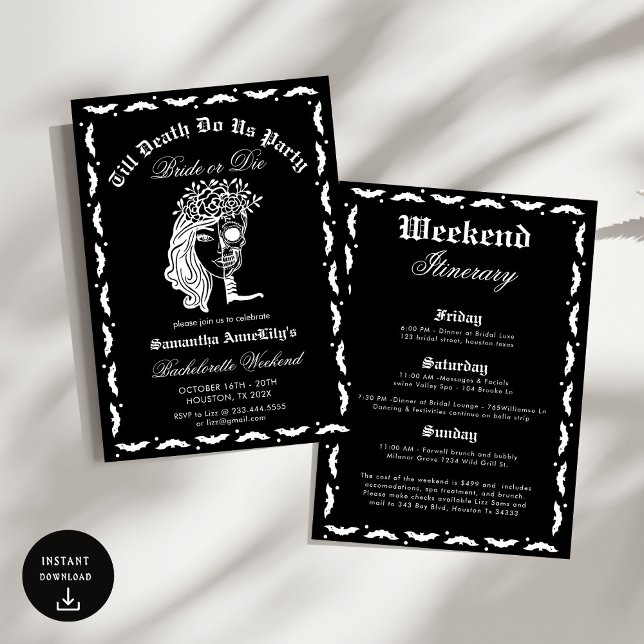 Invitación Hasta La Muerte, Fiesta Skull Bachelorette (Subido por el creador)
