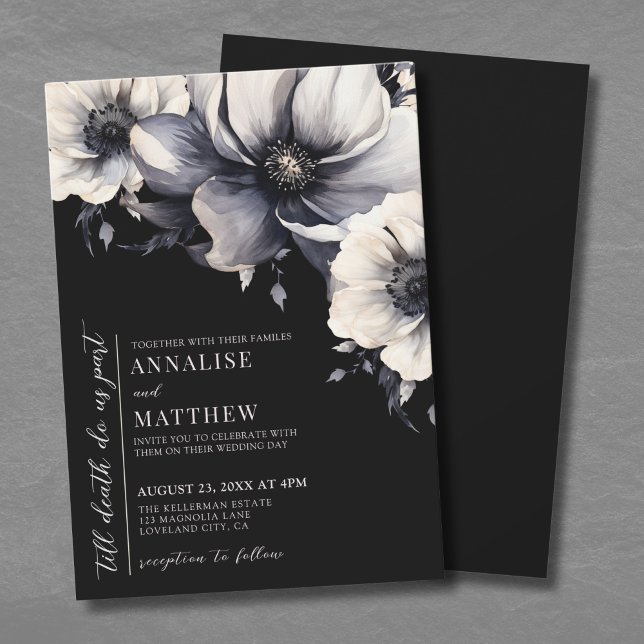 Invitación Hasta La Muerte, Nos Comparten Boda Gótico Floral (Till Death Do Us Part Floral Gothic Wedding Invitation)
