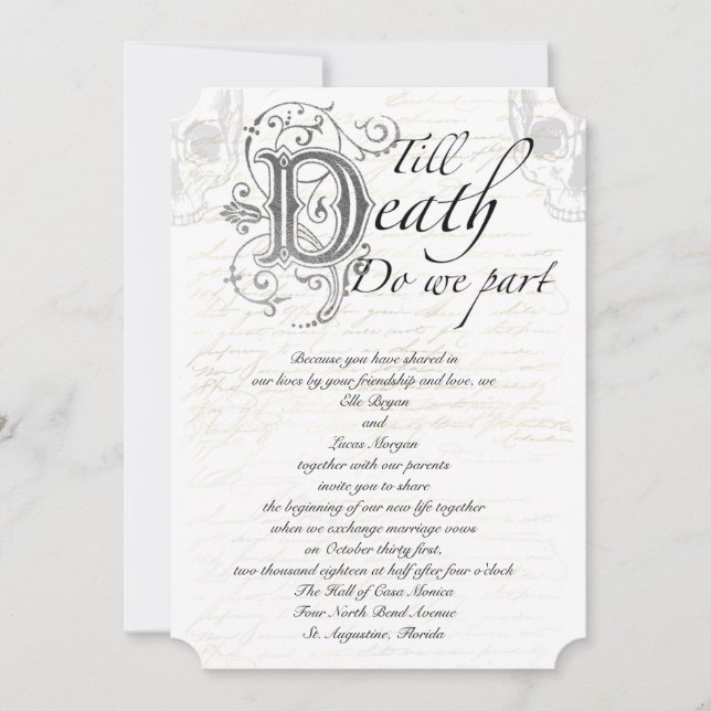Invitación Hasta la muerte, nos desprendemos de un Boda de gu (Anverso)