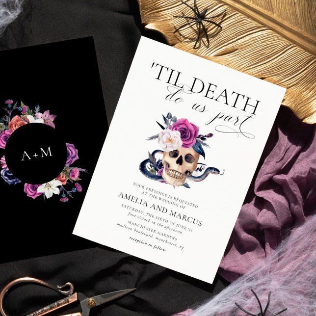 Invitación "Hasta la muerte nos dividen en Boda morado y negr (Subido por el creador)