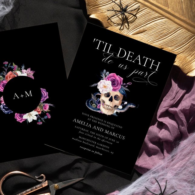 Invitación "Hasta la muerte nos dividen en Boda morado y negr (Subido por el creador)