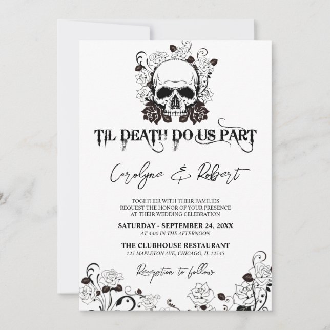 Invitación Hasta la muerte nos dividen Halloween Boda gótico  (Anverso)