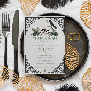 Invitación Hasta la muerte nos dividen Sr. y Sra. Skulls Rosa