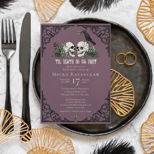 Invitación Hasta la muerte nos dividen Sr. y Sra. Skulls Rosa