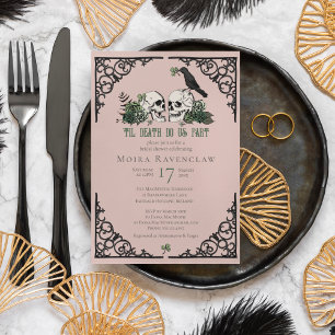 Invitación Hasta la muerte nos dividen Sr. y Sra. Skulls Rosa