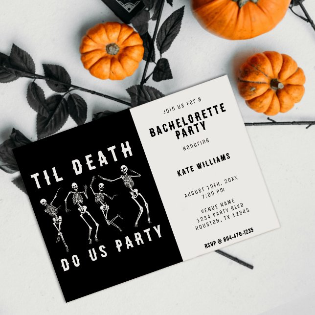 Invitación Hasta La Muerte Nos Hace Fiesta Skeleton Bachelore (Til Death Do Us Party Skeleton Bachelorette Party Invitation)